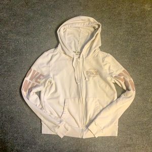 PINK white/mauve zip up hoodie